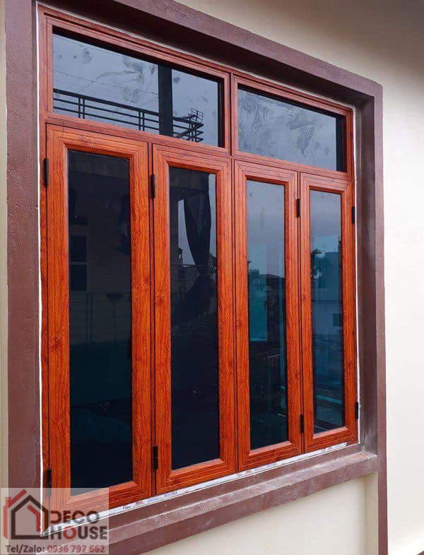 cửa sổ nhôm PMA màu vâm gỗ
