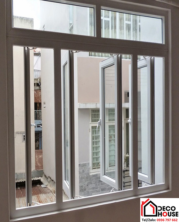 Cửa sổ nhôm Việt Pháp mở quay 4 cánh màu trắng