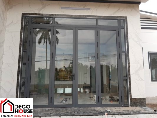 Mẫu cửa nhôm Xingfa màu ghi đẹp