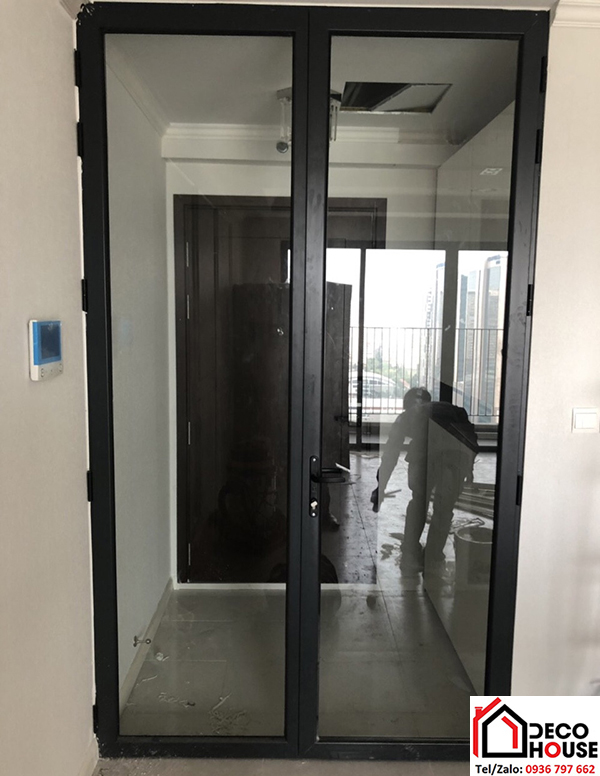 Cửa nhôm Việt Pháp 2 cánh mở quay đẹp