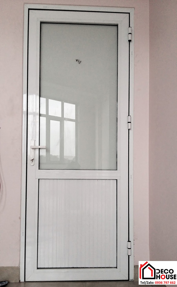 Làm cửa phòng ngủ nhôm kính Việt Pháp màu trắng