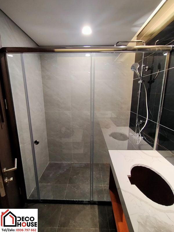 Lắp đặt vách ngăn kính phòng tắm cửa lùa tại Hà Nội