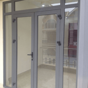 Cửa đi mở quay nhôm PMA 2 cánh màu xám ghi