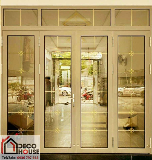 Cửa nhôm kính cao cấp Maxpro nan đồng kính hộp