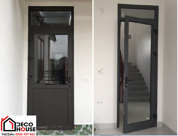Mẫu cửa đi nhôm Xingfa 1 cánh màu đen mở quay