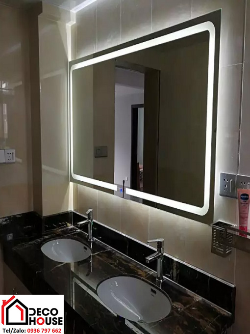 Gương đèn LED cảm ứng phòng tắm hình chữ nhật