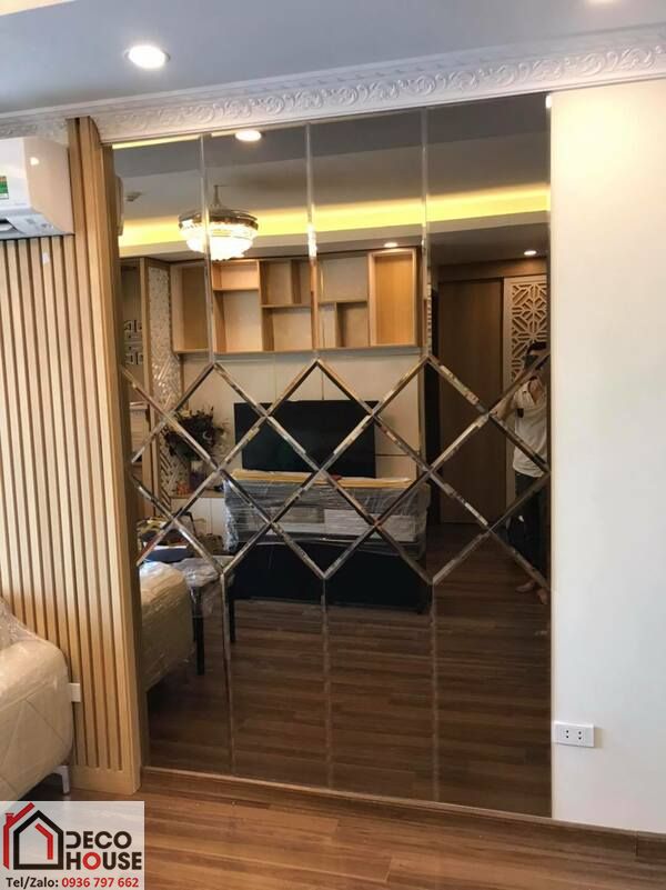Gương màu trà trang trí
